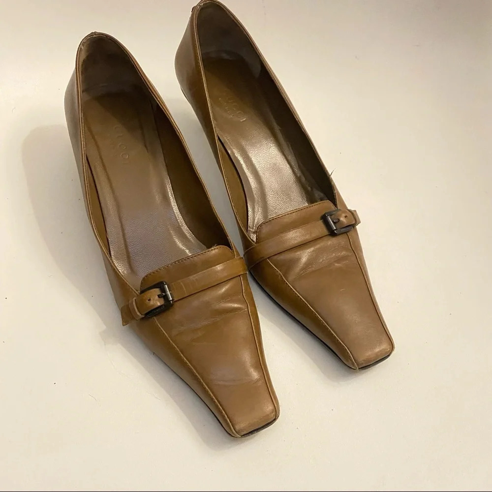 Gucci Brown leather Square Toe Low Heels - Picture 13 of 16